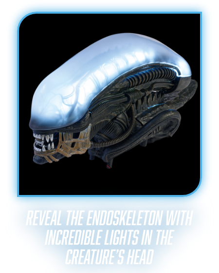 REVEAL THE ENDOSKELETON WITH INCREDIBLE LIGHTS IN THE CREATURE'S HEAD